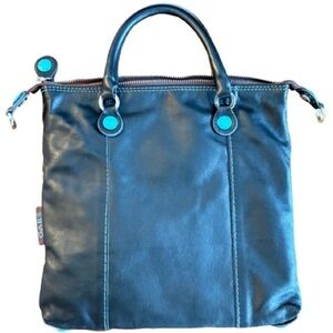 GABS Black Leather Tote Bag Made in Italy